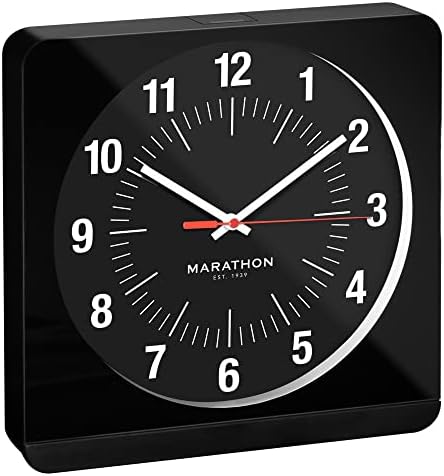 Marathon Studio Edition 12-Inch Jumbo Analog Wall Clock with Auto Night-Light (Model: CL030057-BK-WS-NA)