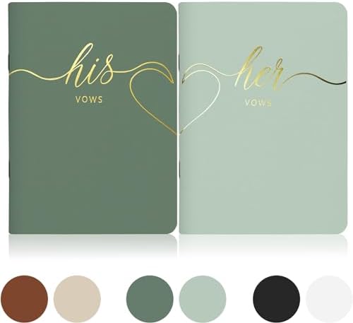 LSSH GmbH Vow Books - His and Hers Wedding Essentials, 28 Pages, 5.5" X 4" (Dark Green & Sage)