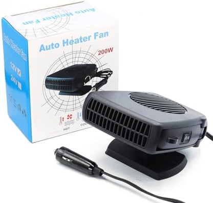 12V Portable Car Heater and Defroster | 200W Windshield Defogger | Cigarette Lighter Plug Car Heater | 360 Degree Rotating Auto Heater | Compact Vehicle Heating Fan - PuriLite