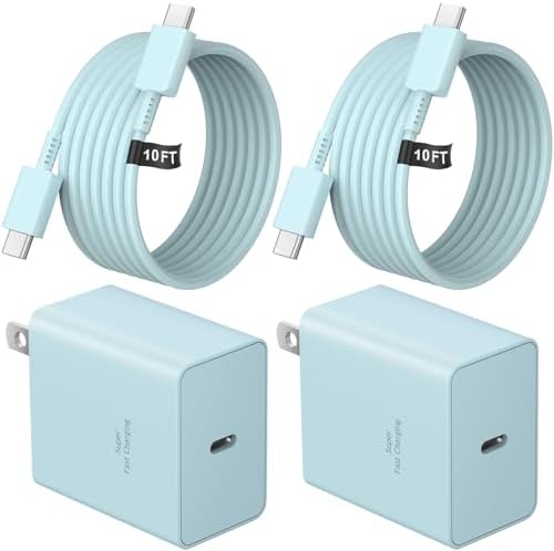 45W Super Fast Charger Type C, 2-Pack 45W USB C Charging Block with 10ft USB C to Type C Cables for Samsung Galaxy S25 S24+/UltraS23/S22/S21/S20/Note10/20 iPhone 16/15 Pro,Pro Max