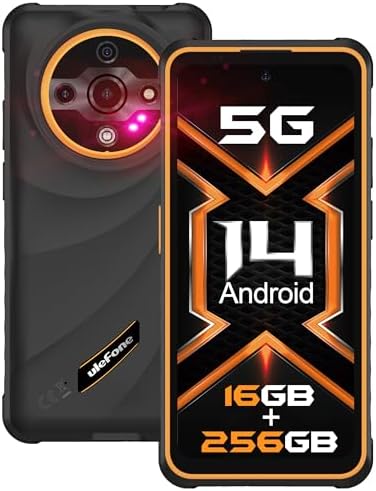 5G Rugged Phone, Ulefone Armor X31 Pro Unlocked Smartphone, MTK Dimensity 6300 5G, 16GB+256GB, Android 14, 6.56” 120Hz, 64MP Main Cam., 25MP Night Vision Cam., 6050mAh, Google Lens, NFC - Black