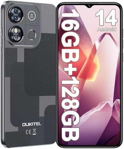 OUKITEL C57 PRO Unlocked Cell Phone Android 14 Phone Unlocked 16GB+128GB/TF 1TB Expandable 4G Dual Sim Smartphone 6.52'' HD+ Large Screen 4300mAh Face Unlock Telephone