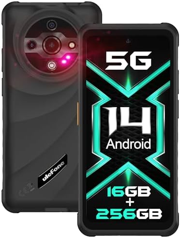 5G Rugged Phone, Ulefone Armor X31 Pro Unlocked Smartphone, MTK Dimensity 6300 5G, 16GB+256GB, Android 14, 6.56” 120Hz, 64MP Main Cam., 25MP Night Vision Cam., 6050mAh, Google Lens, NFC - Black