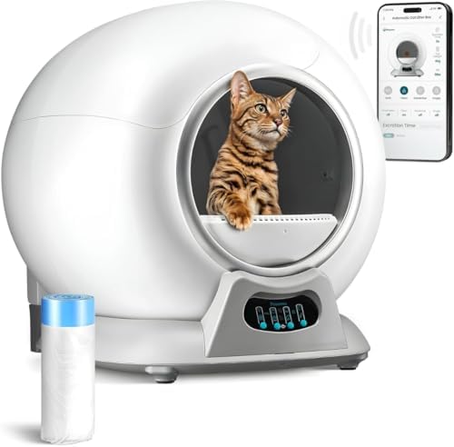 PetCove Self Cleaning Litter Box - Automatic Cat Litter Box up to 75L, App‑Control Cat Litter Box with Integrated Safety Protection, Advanced Odor Control & Smart Weight Monitoring with Cat Litter Bag