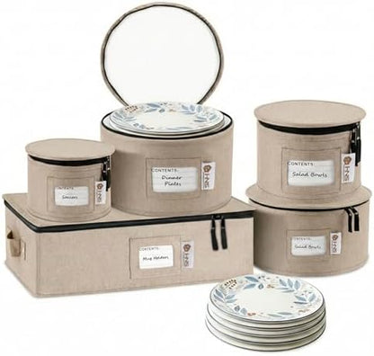 Hard Shell China Storage Containers | Dish Storage Boxes | Moving Storage Containers | Dinnerware Organizer Set | Seasonal Storage Solutions - PuriLite