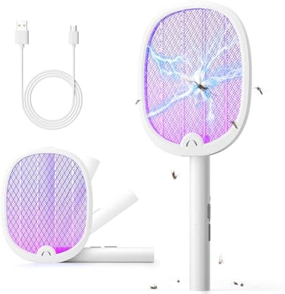 YISSVIC Bug Zapper Racket 4000 Volt Electric Fly Swatter Fly Zapper Dual Modes with Attractant Light Rechargeable Black 2 Pack