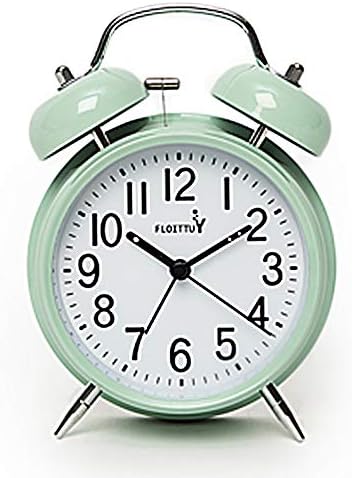 FLOITTUY (Loud Alarm for Deep Sleepers) 4'' Twin Bell Alarm Clock with Backlight for Bedroom and Home Decoration(Black)