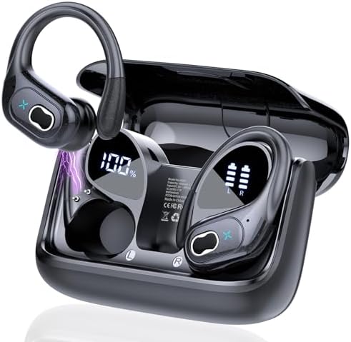 STECEi Wireless Earbuds 75hrs Bluetooth 5.4 Headphone Sport, Bluetooth Earbuds HiFi Stereo Over Ear Bud with Earhooks, ENC Noise Cancelling Mic, IP7 Waterproof Wireless Earphone for Workout/Running
