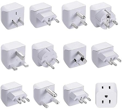 Ceptics Universal Travel Adapter kit, Dual USB (QC 3.0) + 2 US outlets + USB-C Cable, Use with Chargers, Cell Phones, Laptops, 6 Plug attachments for Worldwide use (Does Not Convert Voltage) (WPS-2B)
