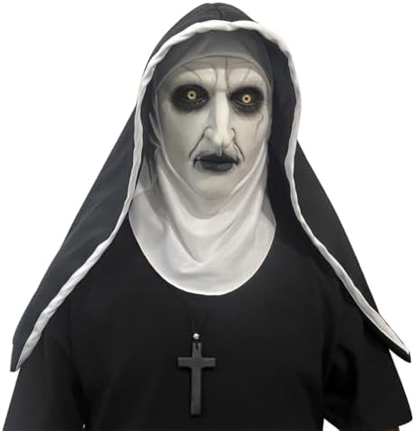 ACBAGI The Nun Mask Full Head Nun Scary Halloween Mask Costume Scary Nun Costume for Unisex Adults