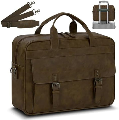 RAINSMORE Messenger Bag for Men 16 Inch Laptop Bag Vintage Leather Waterproof Laptop Briefcases Large Computer Satchel Bag - PuriLite