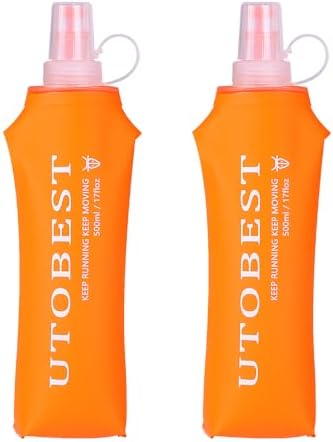 UTOBEST Soft Flask Running Water Bottle Collapsible Water Bottle for Trail Running Hydration Pack Hiking Cycling Climbing 150ML/250ML/350ML/450ML/500ML/550ML