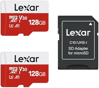 Lexar 128GB Micro SD Card, microSDXC UHS-I Flash Memory Card with Adapter - Up to 100MB/s, A1, U3, Class10, V30, High Speed TF Card