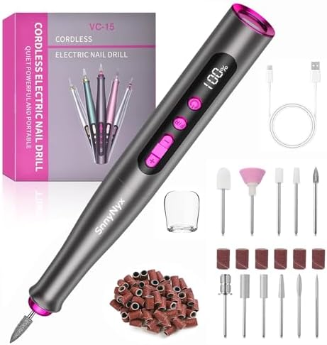 Electric Nail Drill Professional, 35000RPM Cordless Acrylic Nail Kit for Nail Polish Remover, Electric Nail File Buffer Grinder, Nail Filer Electric Manicure and Pedicure kit