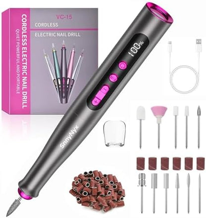 Electric Nail Drill Professional, 35000RPM Cordless Acrylic Nail Kit for Nail Polish Remover, Electric Nail File Buffer Grinder, Nail Filer Electric Manicure and Pedicure kit