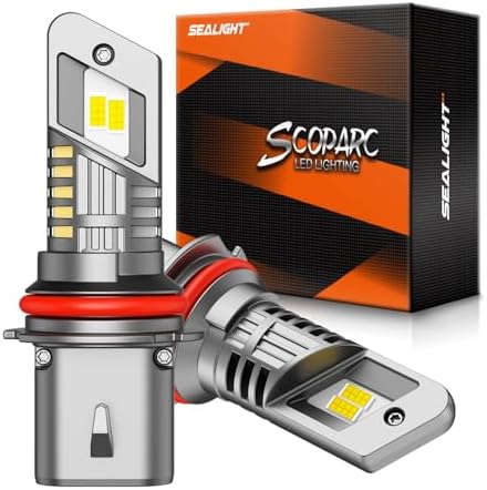 SEALIGHT H7 LED Headlight Bulbs, 800% Super Bright, 6500K Cool White Light Bulbs with Cooling Fan, 1:1 Mini Size H7 led headlight,H7 Halogen Replacement 3 Mins Plug-N-Play, Pack of 2