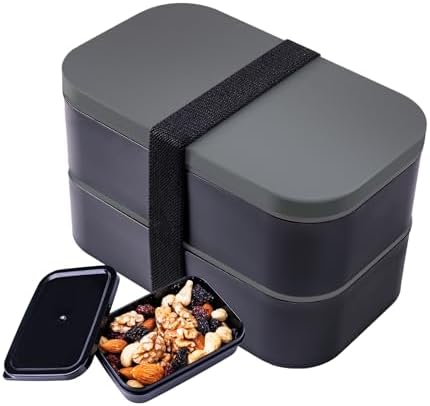 Bento Box Adult Lunch Box with Lunch Bag,Japanese Lunch Box Containers for Adult,Bento Lunch Box with Leakproof 54OZ Black (Black)