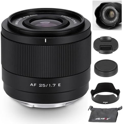 VILTROX 25mm f1.7 E, APS-C Lens for Sony E, Large Aperture STM Auto Focus Lens for Sony E-Mount A7C A7RII A7SII A7II A7RIII A7IV A7RIV A9 A1 ZVE1 A93 A6700 A6600 A6500 A6400 FX3 ZV-E10 FX30 ZV-E10II