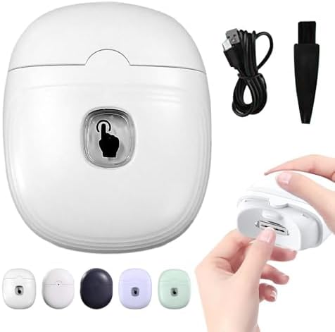 Electric Automatic Nail Clipper, 2025 New Electric Automatic Nail Clippers Trimmer with Led Light, USB Rechargeable Fingernail Clippers Fingernail Manicure Set for Seniors Baby Kids Adults (White)