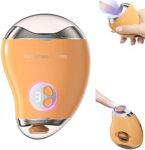 EEYZD 2 in 1 Electric Nail Clipper, Nail File, USB Rechargeable Electric Nail Clippers with Nail Scraps Storage Polishing Automatic Nail Clippers for Women,Men,Seniors,Kids,Orange