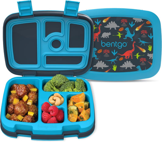 Bentgo Kids Prints Leak-Proof, 5-Compartment Bento-Style Kids Lunch Box - Ideal Portion Sizes for Ages 3 to 7 - BPA-Free, Dishwasher Safe, Food-Safe Materials (Dinosaur)