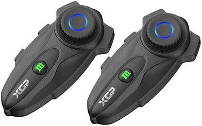 XGP X10 Mesh Motorcycle Bluetooth Headset – 10 Riders Group Intercom 3000m Range, Bluetooth 5.3 Helmet Communication System with Audio Multitasking, Music Sharing & IP67 Waterproof (2 Pack)