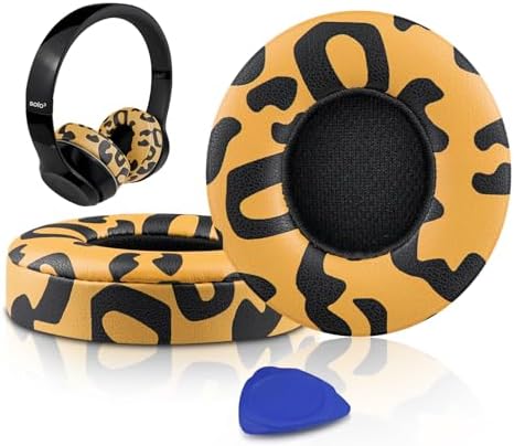 SoloWIT® Ear Pads Cushions Replacement, Earpads for Beats Solo 2 & Solo 3 Wireless On-Ear Headphones with Soft Protein Leather, Stronger Adhesive, Noise Isolation Memory Foam - Black