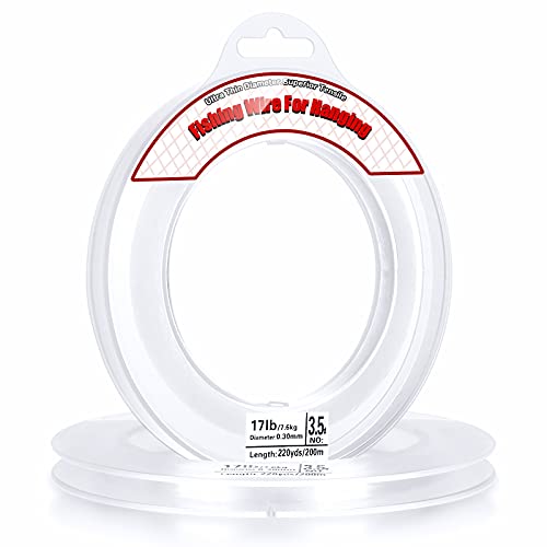 Clear Fishing Wire, Acejoz 656FT Fishing Line Clear Invisible Hanging Wire Strong Nylon String Supports 40 Pounds for Balloon Garland Hanging Decorations