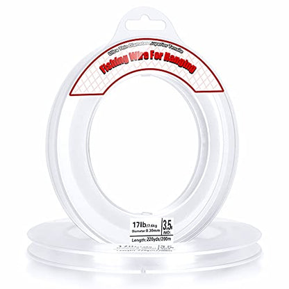 Clear Fishing Wire, Acejoz 656FT Fishing Line Clear Invisible Hanging Wire Strong Nylon String Supports 40 Pounds for Balloon Garland Hanging Decorations