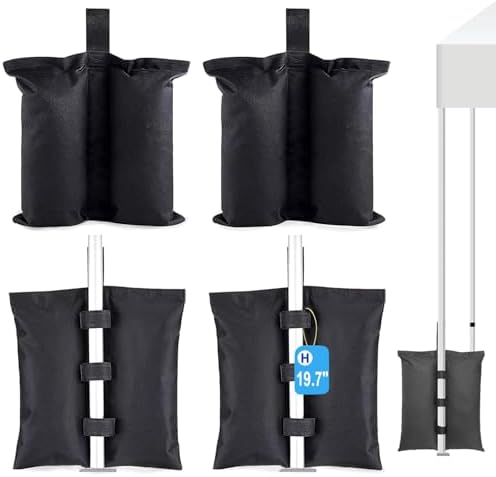 4PCS Gazebo Weights Bags, LooKu Large Gazebo Sand Weights 240 LBS Heavy Duty Leg Weights for Pop up Canopy Tent Sun Shades, Parasols, Trampolines Weighted Feet Bags