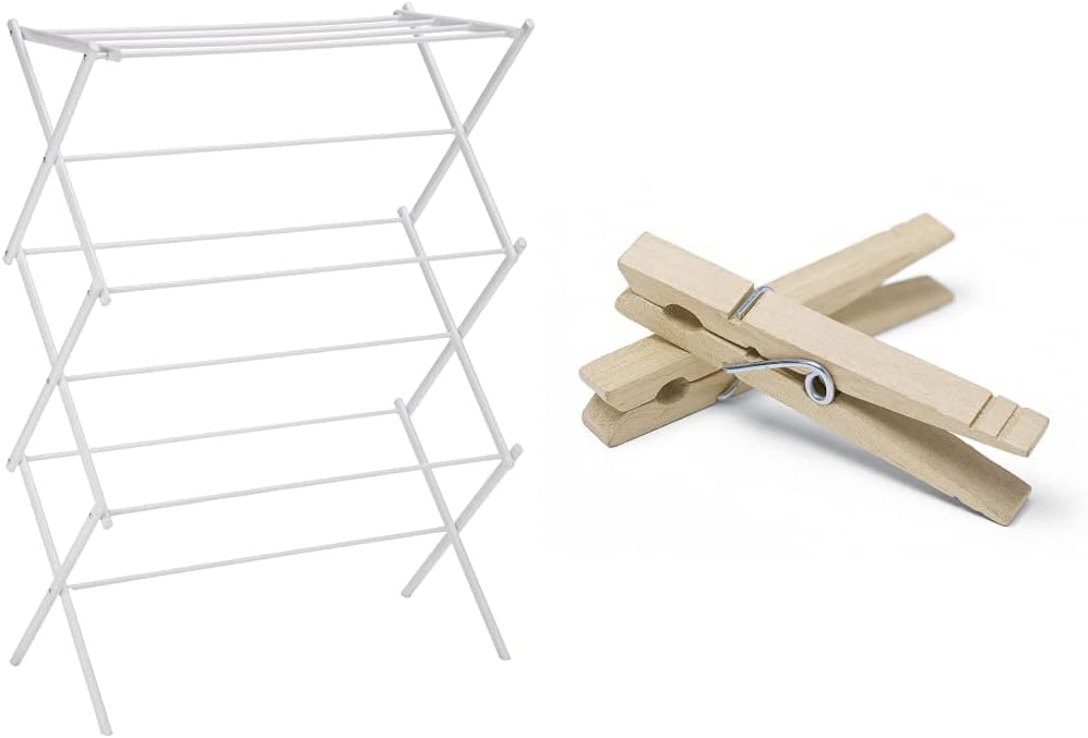 Foldable Portable Laundry Drying Rack for Indoor Air Drying Clothing, 29.4 x 14.8 x 41.9 inches (LxWxH), Chrome Silver