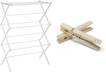 Foldable Portable Laundry Drying Rack for Indoor Air Drying Clothing, 29.4 x 14.8 x 41.9 inches (LxWxH), Chrome Silver