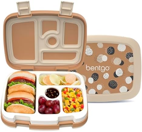 Bentgo Kids 5-Compartment Leak-Proof Bento-Style Lunch Box (Whimsy & Wonder Collection) - Ideal for Ages 3-7, Drop-Proof & Durable, Dishwasher Safe, & PFAS & BPA-Free Materials (Checker Gradient)