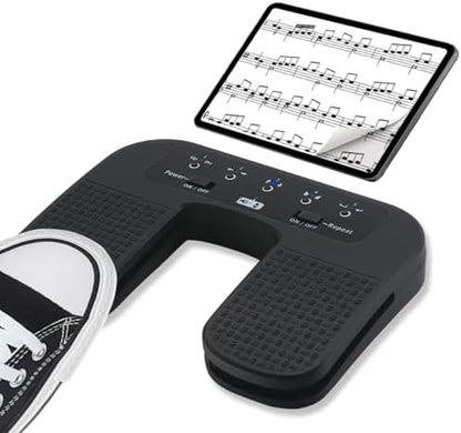 Yueyinpu Wireless Foot Pedal Hands-Free Music Page Turner for Tablets Smartphones Rechargeable Anti-Skid Pad (Classic)