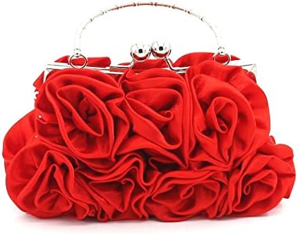 JAMBHALA Women Evening Clutch Bag Floral Satin Purses with Detachable Strap for Wedding, Party, Prom