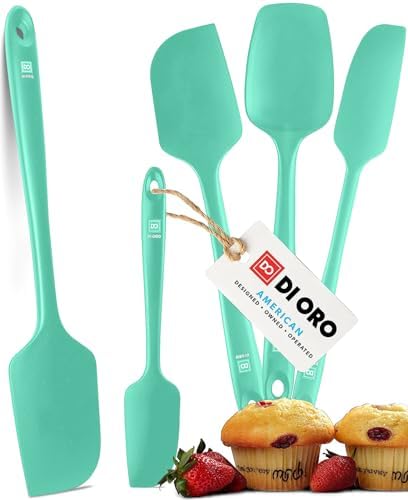 DI ORO Silicone Spatula Set - Rubber Kitchen Spatulas for Baking, Cooking, & Mixing - 600°F Heat-Resistant & BPA Free Silicone Scraper Spatulas for Nonstick Cookware - Dishwasher Safe (5pc, Black)