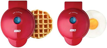 DASH Mini Maker Waffle Maker + Griddle, 2-Pack Griddle + Waffle Iron - Aqua