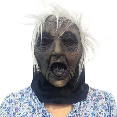 ACBAGI Halloween Mask Costume Old Women Mask Scary Halloween Masks Cosplay mask for adults