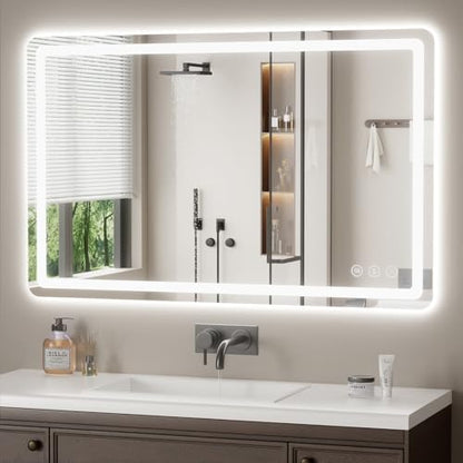 Lmsedf 24" x 32"Rectangle LED Bathroom Mirror with Lights, Backlit & Front Lighted, Wall-Mounted Vanity Mirror 3000K/4000K/6000K, Memory Functions, Anti-Fog, Dimmable Smart Mirror