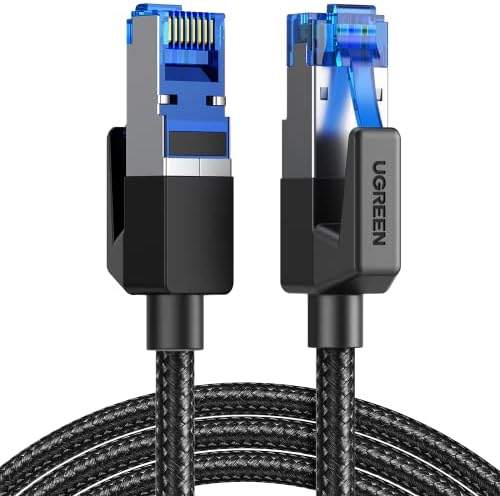 UGREEN Cat 8 Ethernet Cable 50FT High Speed 40Gbps 2000Mhz Network Shielded Cat8 Cable Braided Heavy Duty RJ45 LAN Cables Internet Cord Compatible for PS5, PS4, Xbox One, Modem, Router 50FT
