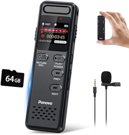 160GB Digital Voice Recorder with Playback, 1100mAh Mini Audio Recording Device for Lecture Interviews, 1536Kbps Voice Activated Recorder with Noise Reduction, Password, External Microphone