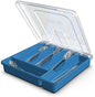 Silverware Tray with Lid, Utensil Drawer Organizer for Kitchen Countertop Plastic Flatware Organizers and Storage holder 5 Compartments,Blue
