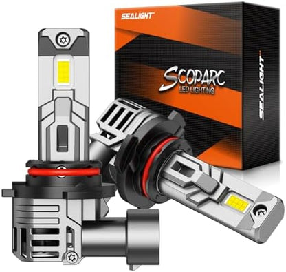SEALIGHT H7 LED Headlight Bulbs, 800% Super Bright, 6500K Cool White Light Bulbs with Cooling Fan, 1:1 Mini Size H7 led headlight,H7 Halogen Replacement 3 Mins Plug-N-Play, Pack of 2