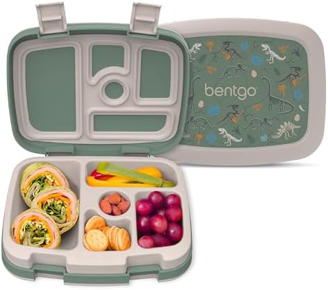 Bentgo Kids Prints (Unicorn) - Leak-Proof, 5-Compartment Bento-Style Kids Lunch Box - Ideal Portion Sizes for Ages 3 to 7 - BPA-Free and Food-Safe Materials