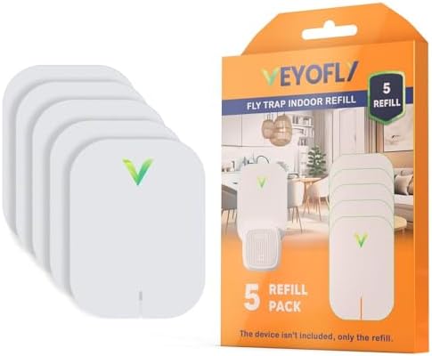 Trap Indoor, Fruit Fly Traps for Indoors, Fly Catcher Indoors, Fly Trap, Plug in Catch for Fruit Flies, Moths, Gnats, Mosquito Trap (Pack of 5 Refills)