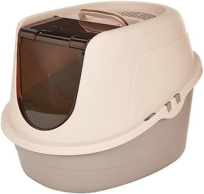 No-Mess Hooded Enclosed Cat Litter Box, Large, Multicolor, 24 in x 18 in x 17 in
