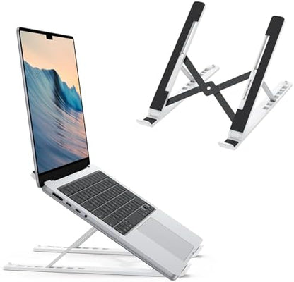 OMOTON Adjustable Laptop Stand | 7-Level Ergonomic Foldable Laptop Riser | Portable Desk Stand for 10–15.6 Inch Laptops & Tablets | Black
