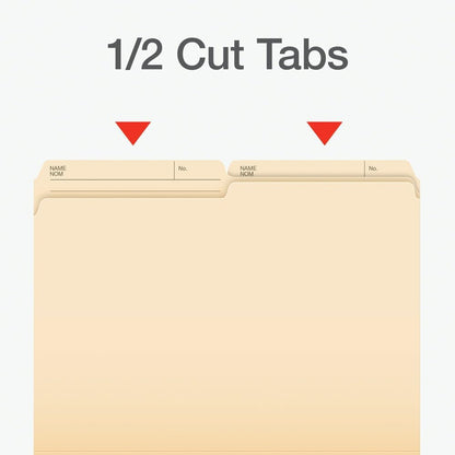Pendaflex File Folders, 1/2 Cut Tab, Letter Size, Manila, Durable & Tear-Resistant File Organizers, 100/Box for Office, Home & School Filing Systems, Reversible & Eco-Friendly Design