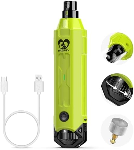 Casfuy 6-Speed Dog Nail Grinder Newest - Super Quiet Pet Nail Grinder Rechargeable Electric Dog Nail Trimmer Professional Paws Grooming & Smoothing Tool for Large Medium Small Dogs (Bright Blue)