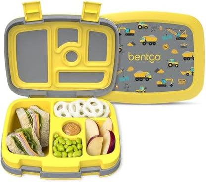 Bentgo Kids Prints Leak-Proof, 5-Compartment Bento-Style Kids Lunch Box - Ideal Portion Sizes for Ages 3-7, Durable, Drop-Proof, Dishwasher Safe, & Made with BPA-Free Materials (Green Rainbow)